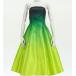 fla платье [S*M*L размер ] midi длина зеленый × желтый J2709grye