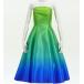 fla платье [S*M*L размер ] midi длина желтый зеленый × голубой J2709yegrbl
