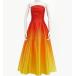 fla платье [S*M*L размер ] длинный длина темный orange × желтый J2750dorye
