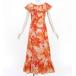 fla платье [S*M*L размер ] длинный длина ko морщина платье Hawaiian leaf orange × красный J3205orrd