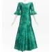  хула [S*M*L размер ] оборка рукав автомобиль n язык платье Pro tea зеленый J3266gr