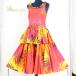 [ б/у ] юбка пау магазин PauSkirtShop хула костюм One-piece платье orange серия хула цветочный принт безрукавка оборка оранжевый фиолетовый желтый Hawaiian зеркальный...