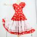  фламенко костюм платье One-piece оттенок красного Junior Kids ребенок bo Ran te оборка гонки красный белый полька-дот точка блестящий танцевальный костюм Event 