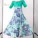  б/у MermaidLine MMJ mermaid line M M J хула костюм One-piece платье оттенок зеленого сделано в Японии гибискус рисунок Hawaiian принт aro -...