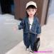  ребенок одежда выставить kau Boy костюм Kids для мужчин и женщин Denim жакет + Denim брюки 2 позиций комплект мужчина девочка мода ребенок baby Denim комплект весна осень 