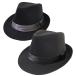 帽子 メンズ ハット 大きいサイズ 中折れハット 62cm対応 ブラックボディー&無地サテンリボン