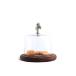 Vagabond House Glass Covered Cheese Dome with Acacia Wood Board and Pewter Horse Head Knob 7 inch Diameter x 7 inch Tall¹͢