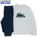  новый старый товар LACOSTE Lacoste bell спальное место Logo вырез лодочкой джентльмен пижама длинный рукав & длинные брюки серый × темно-синий 23/3/3 160323 бесплатная доставка 