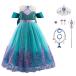  Ariel платье ребенок костюмы роскошный 7 позиций комплект платье, Tiara, палка, колье, браслет, серьги, кольцо 100 110 120 130 140