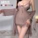  роскошь гонки 4 позиций комплект baby doll & свободная домашняя одежда комплект [ свободная домашняя одежда * ремень * slip * T-back ] сорочка Ran Jerry sexy большой размер 