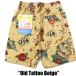 L�T�C�Y COOKMAN �Z�p�� Old Tattoo Beige �I�[���h�^�g�D�[ �N�b�N�}�� �V�F�t�V���[�g�p���c Chef Pants Short