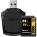 64GB SDXCカード SDカード Lexar レキサー Professional 2000x UHS-II U3 V90 R:300MB/s W:260MB/s USB3.0カードリーダー付 海外リテール LSD64GCB2000R ◆メ