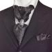  necktie ascot tie ring pocket square set /HUGO VALENTINOhyu-go Valentino asc-18/ charcoal gray /pez Lee 