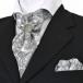  necktie ascot tie ring pocket square set HUGO VALENTINOhyu-go Valentino asc-19 silver / gray peiz Lee pattern 