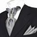  necktie ascot tie / ring / pocket square set HUGO VALENTINOhyu-go Valentino asc-9/ silver / black / design pattern 