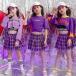  танцевальный костюм hip-hop в клетку юбка комплект девушки Kids Cheer верх и низ Cheer девушка девочка танцевальный костюм короткий рукав постановка одежда отвечающий .. тренировка надеты 