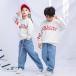  танцевальный костюм hip-hop Kids танцевальный костюм Denim брюки Dance Parker ребенок одежда рубашка с длинным рукавом девочка мужчина Jazz Dance всесезонный стиль 