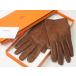  Fuji магазин * Hermes HERMES Lisbon кожа перчатка Brown размер 8 женский перчатки 