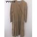 * ANGELIEBE вельвет kashu прохладный длинный рукав колени внизу длина материнство One-piece размер S~M бежевый женский 