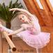  балет Leotard детский для девочки гонки возможно love . полная загрузка юбка имеется Kids One-piece Junior высококлассный длина ног зажим художественная гимнастика тренировка надеты постановка для розовый 100cm-150cm