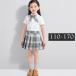  Kids костюм девочка Kids формальный церемония окончания в клетку короткий рукав лента юбка в складку ska хлеб ученик начальной школы начальная школа . экспертиза презентация 3 позиций комплект 