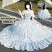  Лолита One-piece женский Lolita.roli Gothic and Lolita платье S~LL off плечо оборка колени внизу ~ длинный длина party симпатичный сверху товар femi человек голубой 
