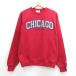 S/ б/у одежда Champion Champion длинный рукав тренировочный мужской 00 годы 00s Chicago вышивка Logo вырез лодочкой красный 26oct07