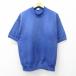 XL/ б/у одежда короткий рукав тренировочный мужской 90 годы 90s одноцветный mok шея с высоким воротником синий 26feb07