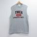 L/ б/у одежда Jerseys безрукавка Vintage футболка мужской 00 годы 00s YMCA колледж вырез лодочкой серый ...26jun16