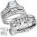 Wedding Rings Set for Him and Her Stainless Steel CZ Promise Rings Bands Bridal Jewelry for Couples (Women's Size 06 & Men's Size 09)¹͢
