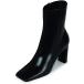 YDN Women Fashion Closed Square Toe Ankle High Booties Chunky Mid High Heel Side Zipper Short Boots Dress Office Shoes Size 4 Black¹͢