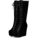 ¹͢ʡCELNEPHO Womens Platform Knee High Boots Suede Lace-up Hide Wedge He