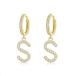 ¹͢ʡEVER FAITH Gorgeous Minimal Letter S Earring  White Cubic Zirconia G
