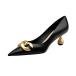 XYD Low Heel Closed Pointed Toe Pumps with Metal Chain Solid Gol ¹͢