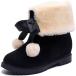 CROSSBABY Womens Winter Fur Knit Suede Flat Snow Boots Warmth Padded Platform Winter Bowknot Cotton Shoes (8 black 8)¹͢