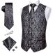 Hi Tie Paisley Black Silver Suit Vest Necktie and Silver Tie Cli ¹͢