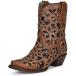 Corral Boots Womens Tan Glitter Inlay & Studs Ankle Snip Toe Casual Boots Ankle Mid Heel 2-3inch - Brown - Size 8 M¹͢