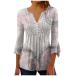 [ параллель импортные товары ]Marble Print Graphic Shirts Leisure Tops for Women Casaul Short