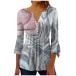 [ параллель импортные товары ]Marble Print Graphic Shirts Leisure Tops for Women Casaul Short