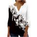 [ параллель импортные товары ]Summer Shirts for Women 2023 Print V Neck Short Sleeve Tops Flor