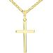 14k Solid Yellow Gold Classic Plain Religious Cross Pendant with Figaro Chain Necklace  24inch¹͢