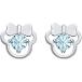 Mickey Mouse Stud Earrings for Women Girl Birthday Gift Round Cut Created- Blue Topaz 14k White Gold Plated Sterling Silver Earrings Screw Back