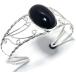 ¹͢ʡBlack Onyx Gemstone Handmade 925 Sterling Silver Cuff Bracelet Adjus