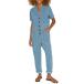 ���¹�͢���ʡ�Tongmingyun Women's Casual Denim Jumpsuits Loose Short Sleeve V
