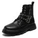 Optigard Men's Black Leather Lace Up Ankle Boots Platform Side Z ¹͢