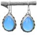 GemsAndJewels Handmade Blue Chalcedony Earrings | Sterling Silver Dangling | Long Dangle with Gemstone Medallions | Statement Fashion Jewelry for W