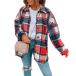 Smoneyful Women's Button Down Flannel Shirts Plaid Shacket Long  ¹͢