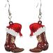 Christmas Party Earrings 3D Simulation Beer Bottle Earrings Lightweight Acrylic Red Wine Glass Dangle Drop Earrings Glitter Christmas Hat Boots Lig