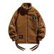 ���¹�͢���ʡ�Men Varsity Jacket Sherpa Stand Collar Jacket For Men Winter Fle