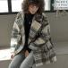  пальто внешний средний женский 2 цвет свободный размер Пальто Честерфилд жакет в клетку . окраска ворсистый распределение цвета bai цвет защищающий от холода 2025-26 осень-зима предшествующий прием заказа .